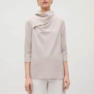 Cos Asymmetrical Neck Top in Light Grey Sz X-Small